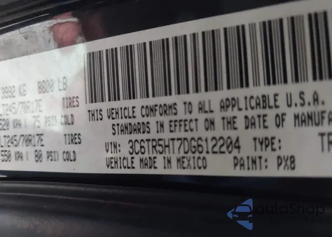 2013 Ram 2500 Tradesman z USA, uszkodzony, nr VIN 3C6TR5HT7DG612204